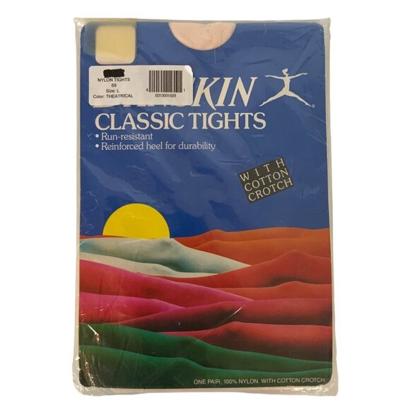 Danskin Classic Tights Cotton Crotch Theatrical Pink Size Large Vintage 1986 - Picture 1 of 3